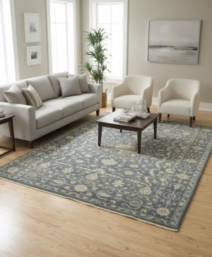Slate Floral Transitional 8X10 Oriental Rug