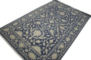 Slate Blue Floral 5X8 Oriental Rug