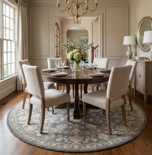 Dark Slate Floral Transitional 8X8 Oriental Round Rug