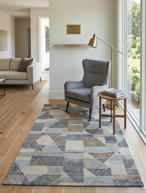 Multicolored Geometric 5X8 Modern Oriental Rug