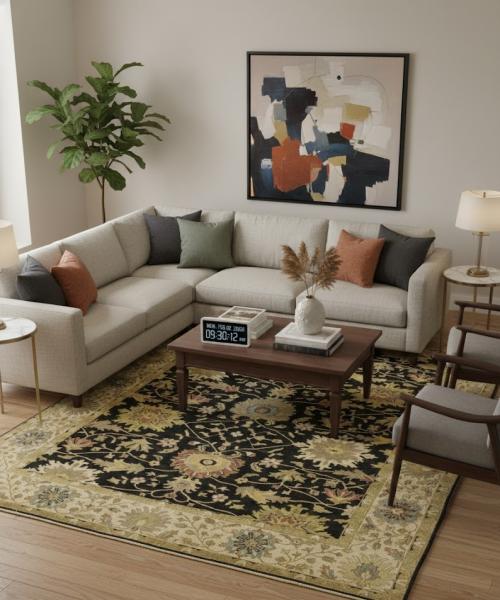 Black Floral 9X12 Osh Chobi Peshawar Oriental Rug