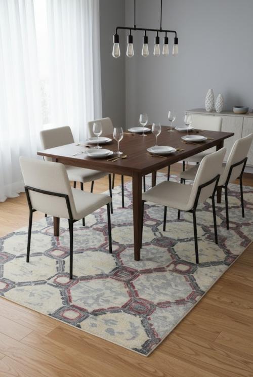 Multicolored Geometric Modern 5X8 Hand-Tufted Rug