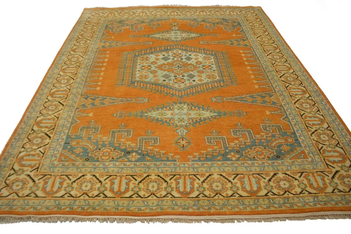 Orange Tribal 8X10 Indo-Viss Oriental Rug