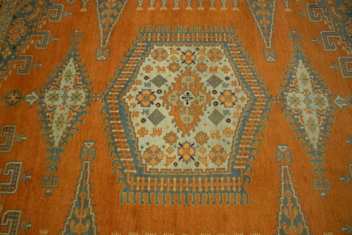 Orange Tribal 8X10 Indo-Viss Oriental Rug