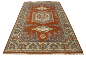 Orange-red Tribal 6X9 Indo-Viss Oriental Rug