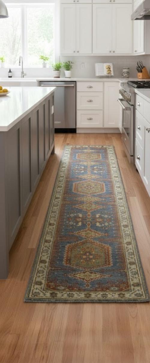 2'6 X 8'2 Hand Knotted Tribal Gray Indo-Viss Wool Runner Rug