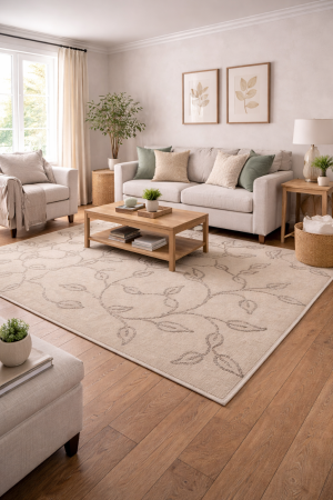 Floral Beige & Brown 5X8 Modern Rug