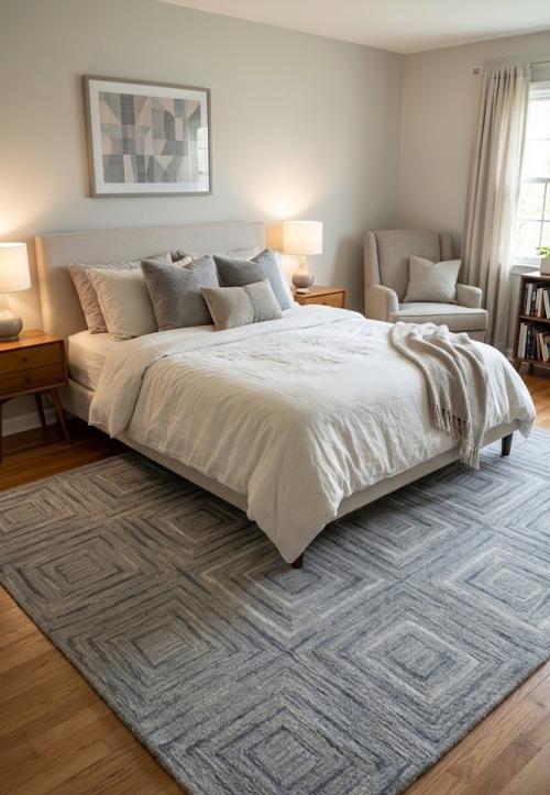 5'0 X 8'0 Gray Hand-Tufted Geometric Modern Wool Rug