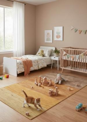 5'0 x 7'10 Hand Knotted Stripes Oriental Modern Rug