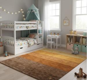 5'0 X 4'10 Hand-Loomed Brown Stripes Modern Wool Square Rug