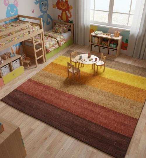 Multicolored Stripes 8X8 Oriental Modern  Square Rug