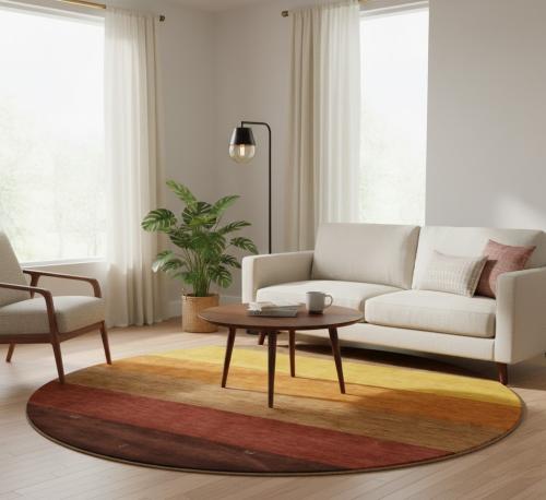 6'0 x 6'0 Hand Knotted Lori Gabbeh Solid Oriental Round Rug