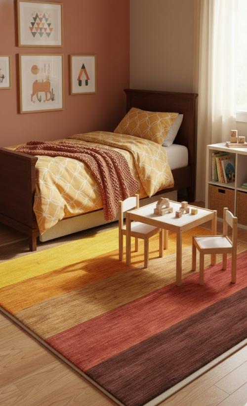 5'0 x 8'0 Hand Knotted Stripes Oriental Modern Wool Rug