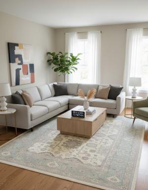 Floral Cream 10X14 Traditional Oushak Oriental Rug