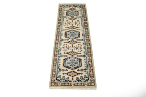 Cream Tribal 3X8 Indo-Viss Oriental Runner Rug