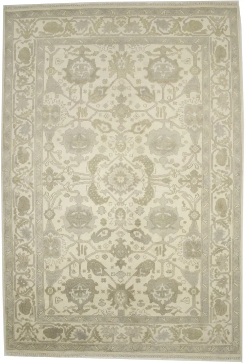 Muted Cream Floral 6X9 Oushak Chobi Oriental Rug