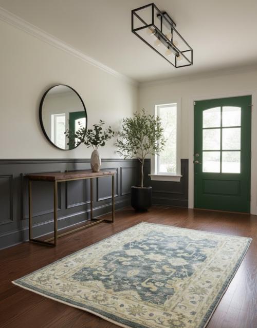 Stone Gray Floral 4X6 Oushak Chobi Oriental Rug