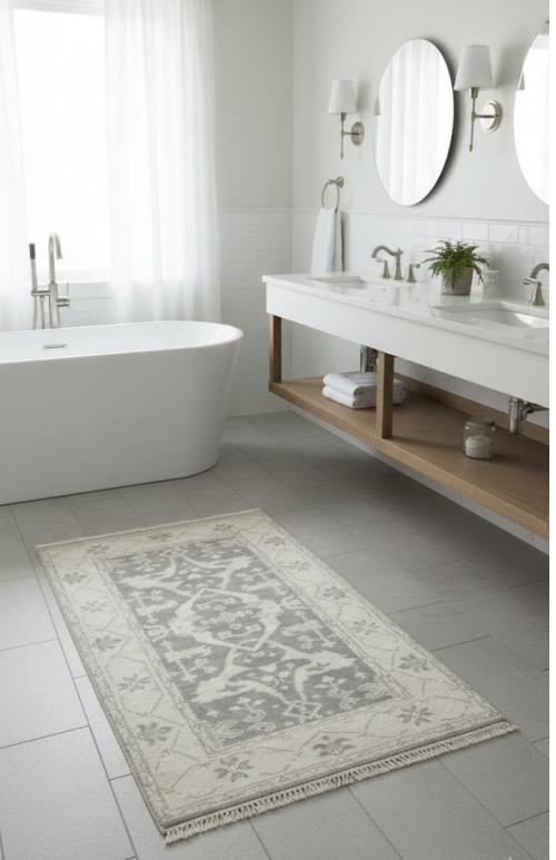 Taupe Floral 3X5 Oushak Oriental Rug