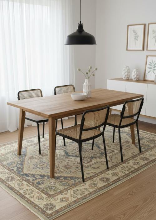 Cream/Beige Tribal 6X9 Heriz Serapi Oriental Rug