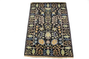 Black Floral 2X3 Osh Chobi Oriental Rug