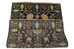 Black Floral 2X3 Osh Chobi Oriental Rug