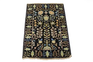 Black Floral 2X3 Osh Chobi Oriental Rug