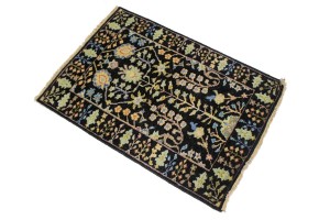 Black Floral 2X3 Osh Chobi Oriental Rug