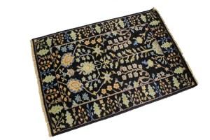 Black Floral 2X3 Osh Chobi Oriental Rug