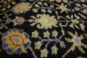 Black Floral 2X3 Osh Chobi Oriental Rug