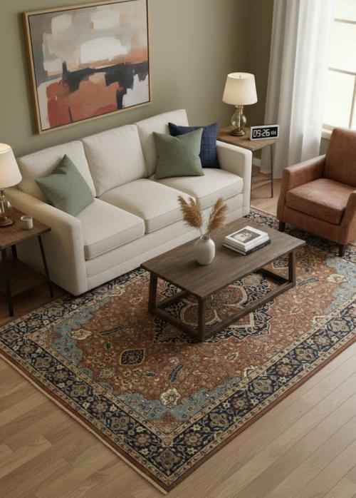 Rust Floral Sarouk 6X9 Goravan Heriz Oriental Rug