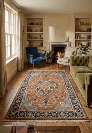 Rust Floral Sarouk 5X8 Goravan Heriz Oriental Rug