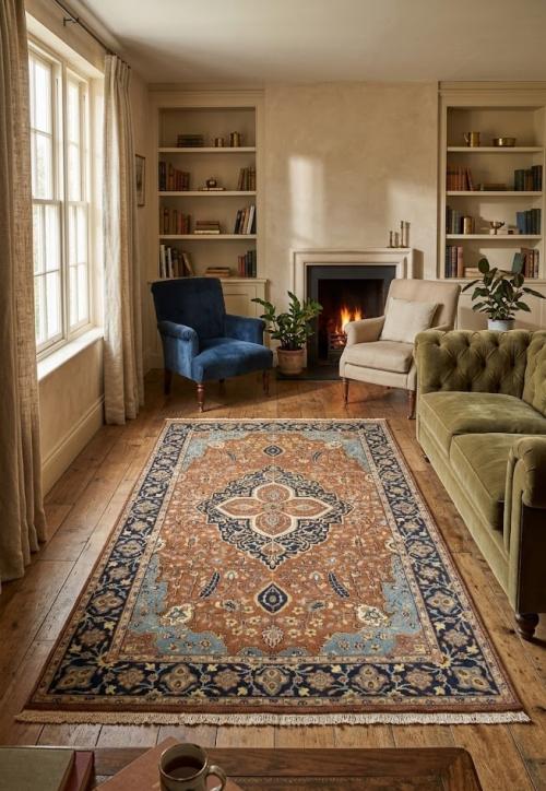 Rust Floral Sarouk 5X8 Goravan Heriz Oriental Rug