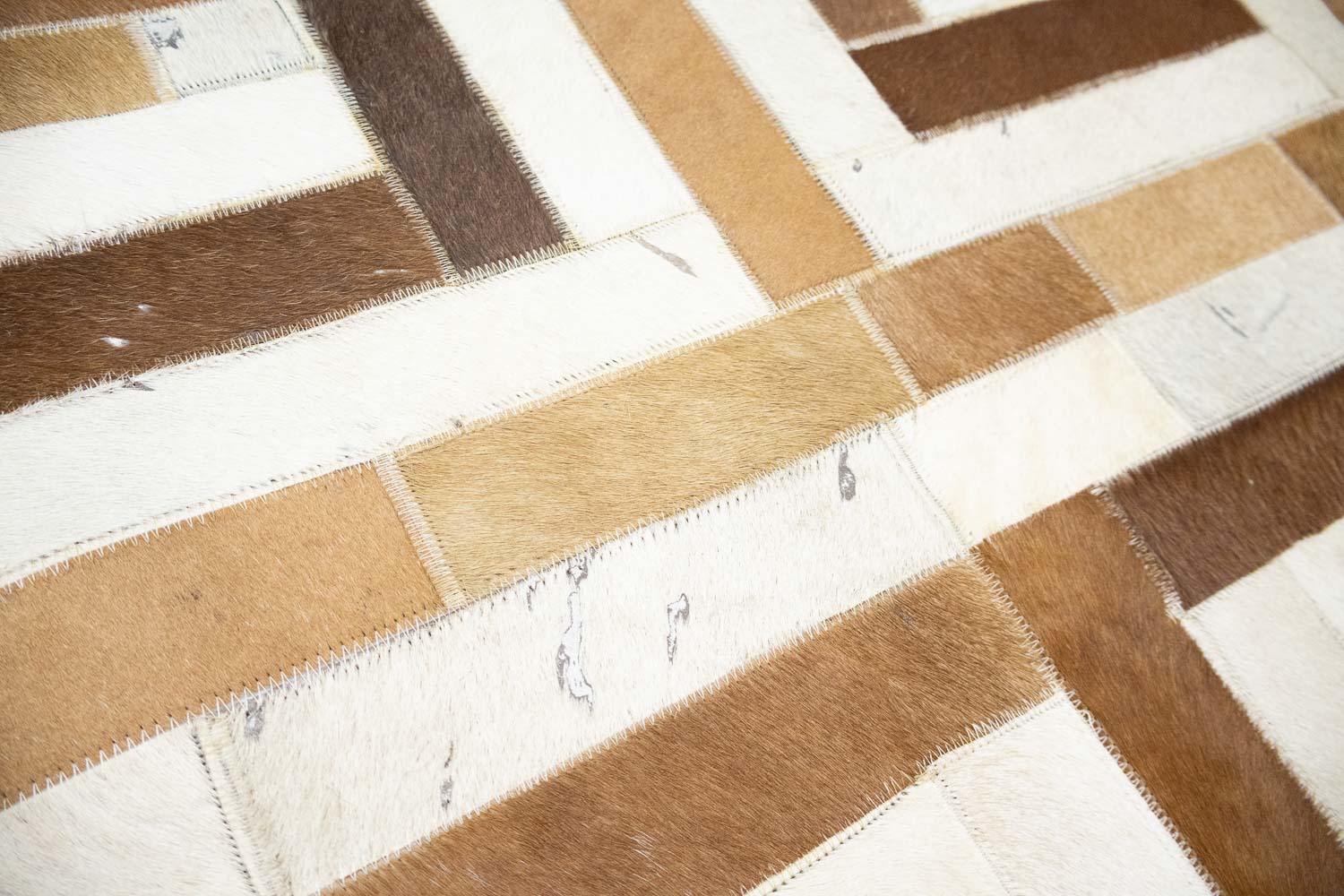 Brown Beige Cowhide 5X8 Modern Leather Rug - Image 21