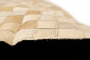 Multi Beige Brown Cowhide 6X6 Modern Leather Round Rug