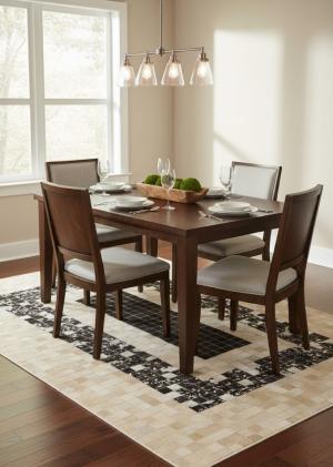 Black Beige Cowhide 4X6 Modern Leather Rug