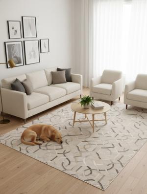 Silver Gray Cowhide 8X10 Modern Leather Rug