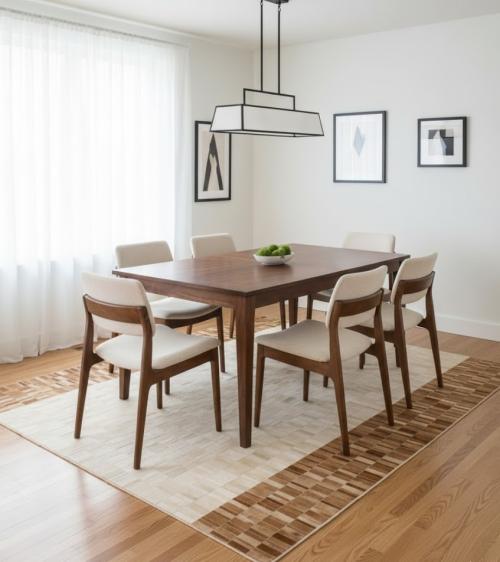 8'0 X 10'0 Geometric Hand-Crafted Leather Rug