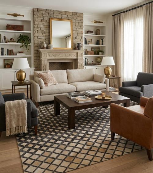 8'0 X 10'0 Hand Crafted Gray Modern Leather Rug