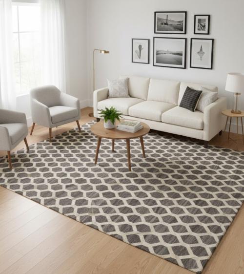 Gray Cowhide 8X10 Modern Leather Rug