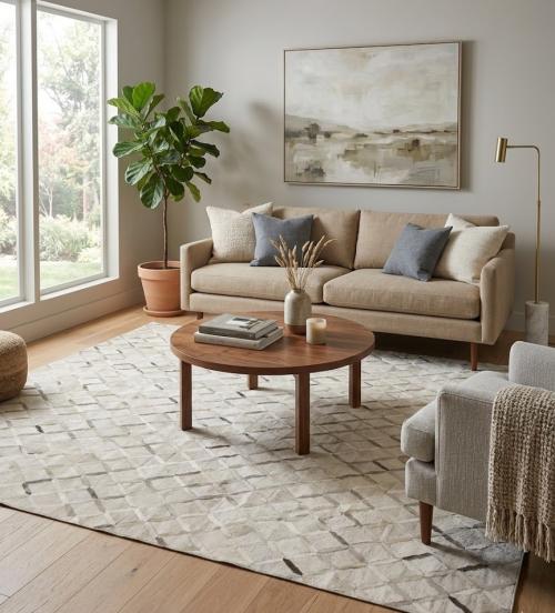 Silver Cowhide 8X10 Modern Leather  Rug