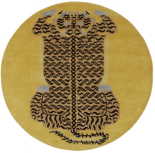 Tiger Gold Tribal 6X6 Fine Nepali Oriental Round Rug