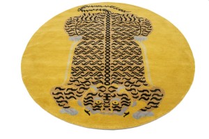 Tiger Gold Tribal 6X6 Fine Nepali Oriental Round Rug