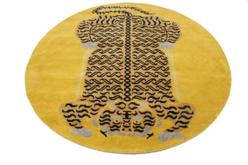 Tiger Gold Tribal 6X6 Fine Nepali Oriental Round Rug