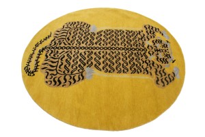 Tiger Gold Tribal 6X6 Fine Nepali Oriental Round Rug