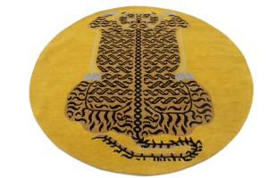 Tiger Gold Tribal 6X6 Fine Nepali Oriental Round Rug