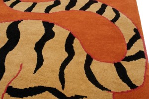 Tiger Orange Pictorial Tribal 8X10 Fine Nepali Oriental Rug