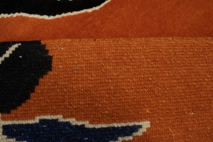 Tiger Orange Pictorial Tribal 8X10 Fine Nepali Oriental Rug
