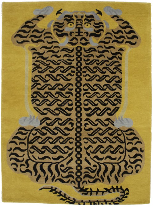 Tiger Gold Tribal 5X7 Fine Nepali Oriental Rug