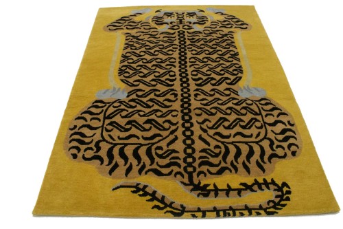 Tiger Gold Tribal 5X7 Fine Nepali Oriental Rug