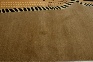 Tiger Khaki Tribal Pictorial 8X10 Fine Nepali Oriental Rug